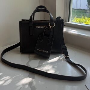 Valentino by Mario Valentino Black Crossbody Bag with Gold Accents